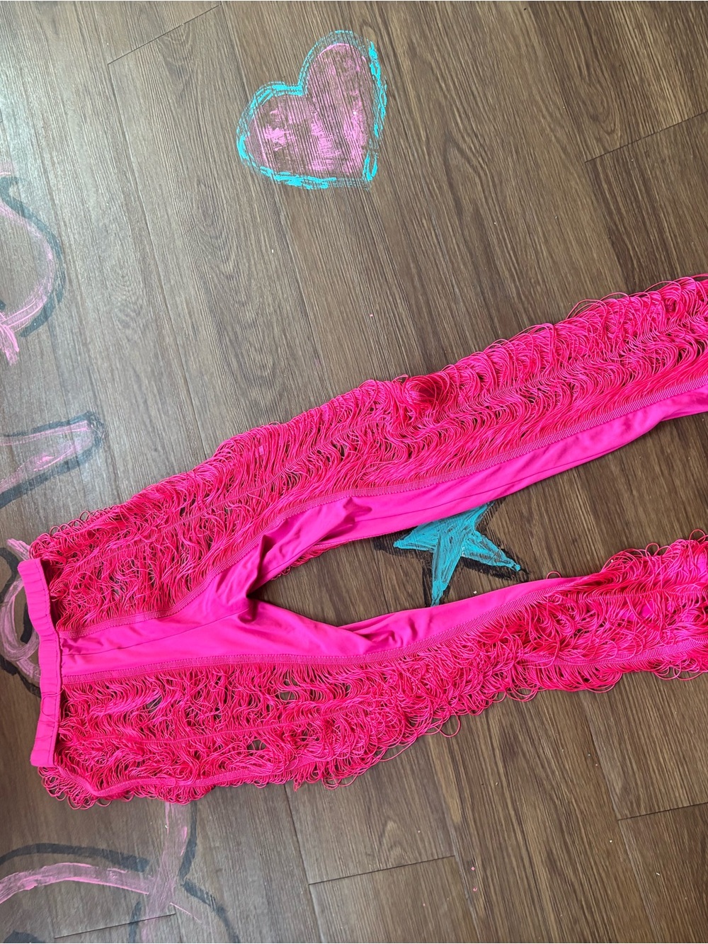 Source Unknown Hot Pink Fringe Jumpsuit Pants